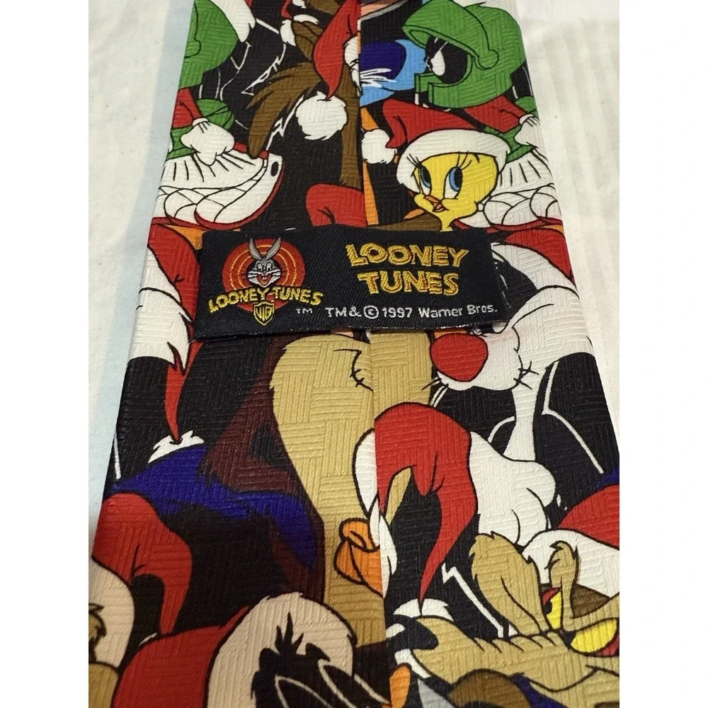 Warner Bros. Looney Tunes Men's‎ Tie, Black, Christmas, Bugs Bunny, Daffy, Taz